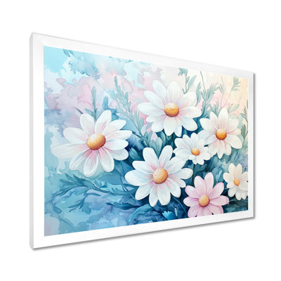 «White Daisy Sunrise Meadow III» - impression d'art mural marguerites