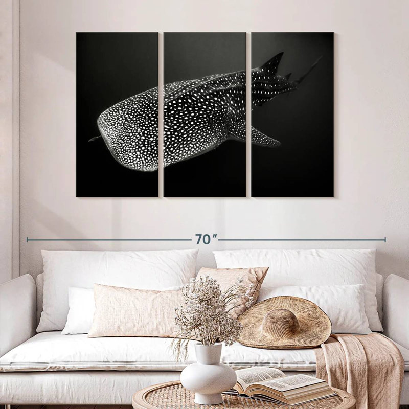 Brampt Monochrome Spotted Whale Shark, 32" H x 50" W