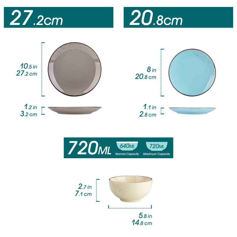  Stoneware Dinnerware  - , Beige/Light Green/Brown