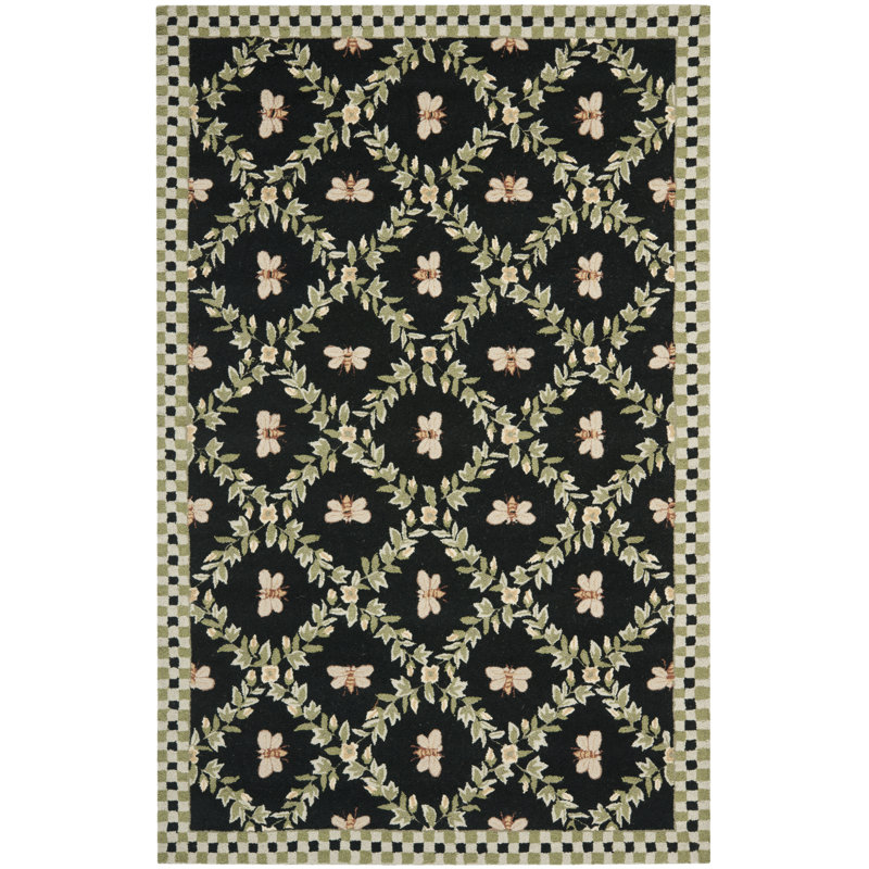 Obira Hand Hooked Wool Southwestern Rug, Rectangle 3'9" x 5'9"