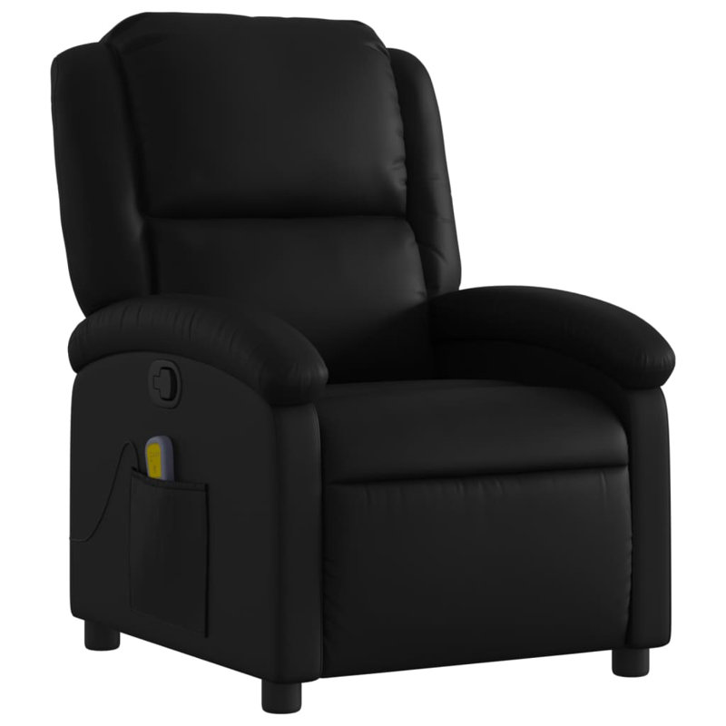 Fauteuil de massage en faux cuir, Similicuir noir