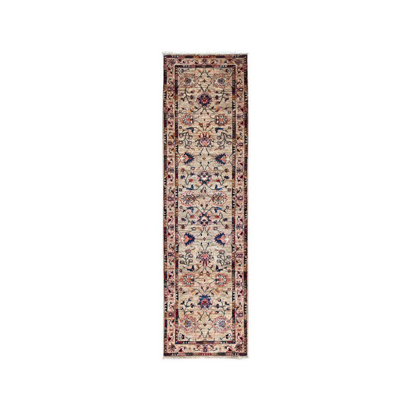 Tapis de couloir beige 100% laine noué à la main 2 pi 7 po x 9 pi 5 po 37310F1C03534883B626A29EC1EC36E7