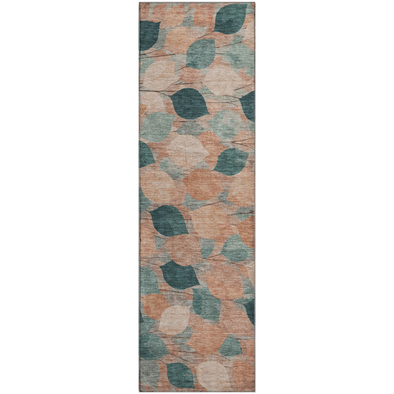 Tapis floral lavable à la machine de qualité supérieure Mayfield AMF2444, Cuivre, 2'3" x 7'6" Runner