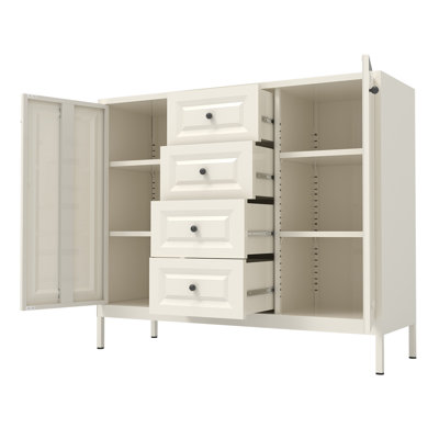 47.2'' Wide 4 - Drawer Filing Credenza Metal Office Storage Cabinets With Adjustable Shelves