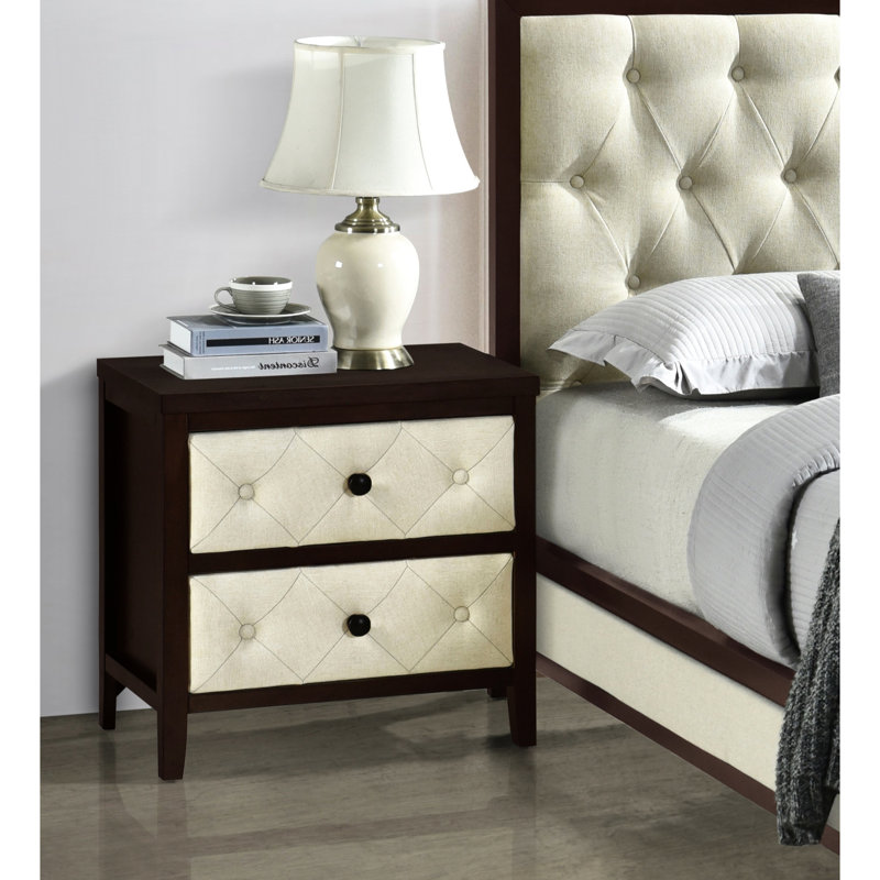 Table de chevet 2 pour l'attrait de la chambre à coucher - et bouleau avec maillon de finition, Espresso