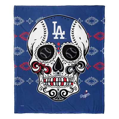 Northwest Mlb Candy Skull Throw Blanket – Ultra-soft Lightweight Baseball Team Sports Decor – 50x60 Inches In Los Angeles Dodgers