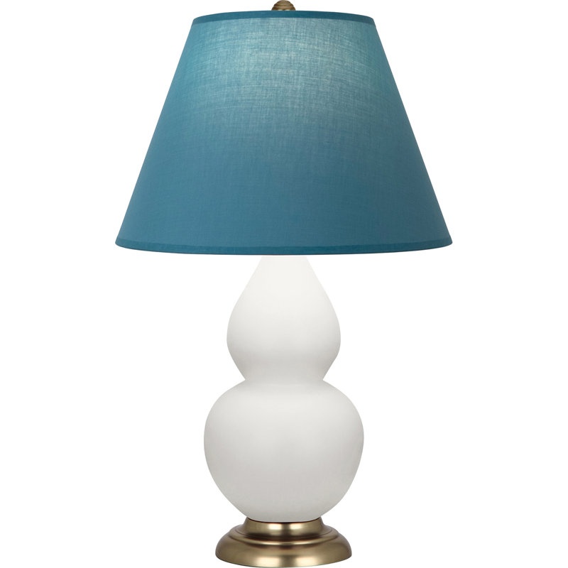 Petite lampe d'appoint à double gourde, H 22,75 po x l 6 po x P 15 po, Bleu vif / gris, Blanc mat / laiton