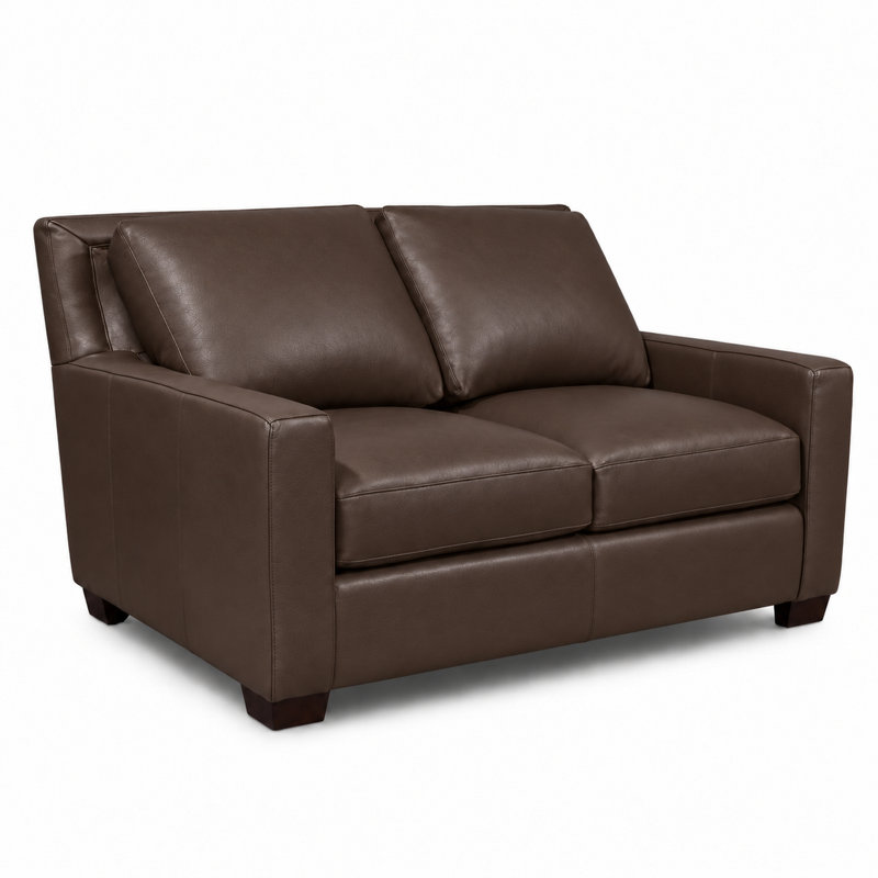 Causeuse 100% cuir Haven, H 37 po x l 60 po x P 40 po, Canyon Brown