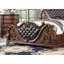 Mobilier de chambre à coucher luxueux en similicuir capitonné brun-131574329