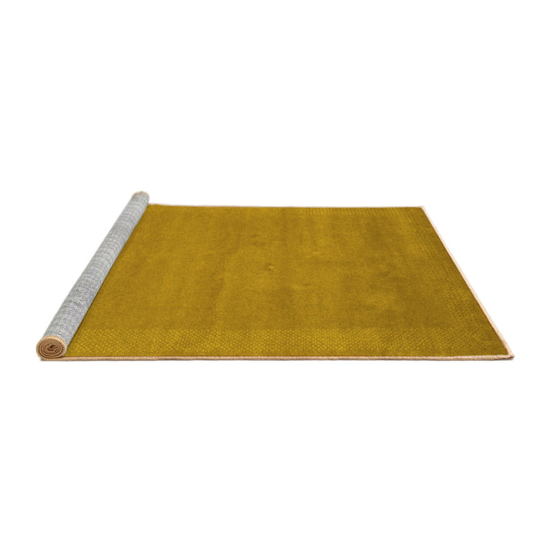 Tapis contemporains jaunes lavables à la machine 665, Carré 8 pi