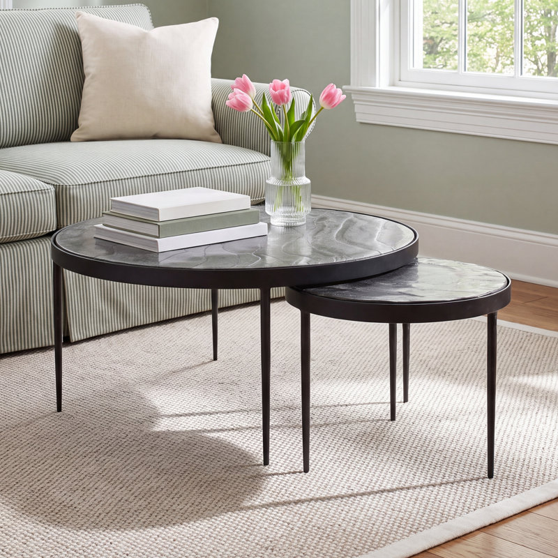 Carmen Nesting Coffee Table, Clear Cast Glass