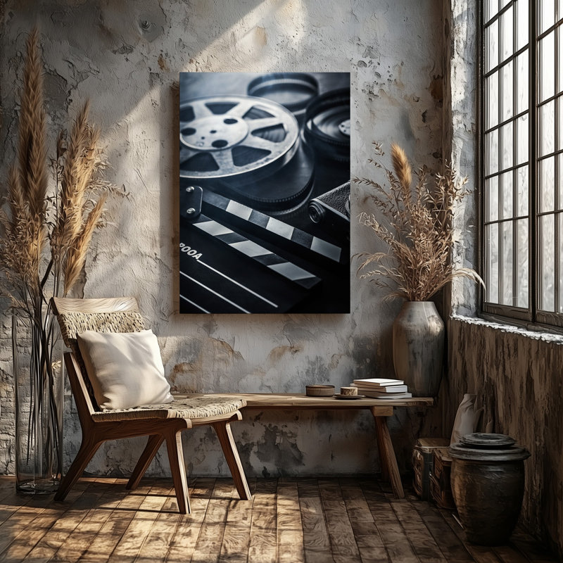 Toile, composition dramatique en noir et blanc avec art mural rétro, H 12 po x l 9 po