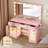 Vanity Desk with Power Outlet,Lighted Mirror, Makeup Dressing Table with Large Storage Drawer, Cabinet and Foldable Panel-859544037