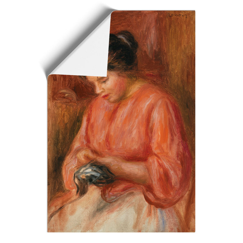 Girl Darning by Pierre Auguste Renoir - Frameless Print, 30cm H x 21cm W x 0.1cm D