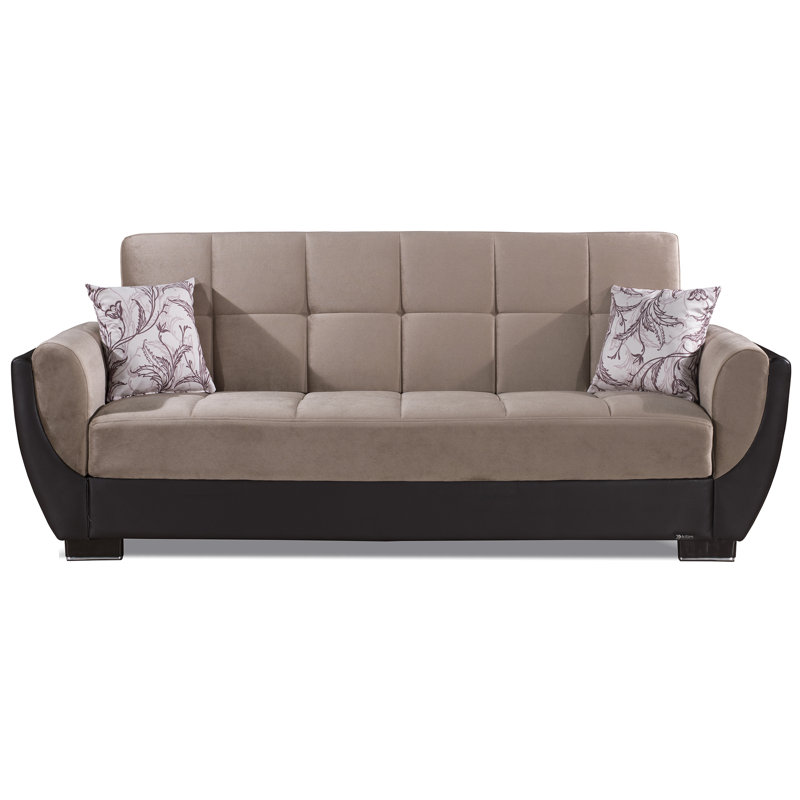 Upholstered 93.5'' Sleeper Sofa, Tan/Brown