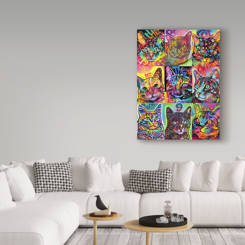 « neuf of chats », reproduction d’impression sur toile tendue, H 47 po x l 35 po