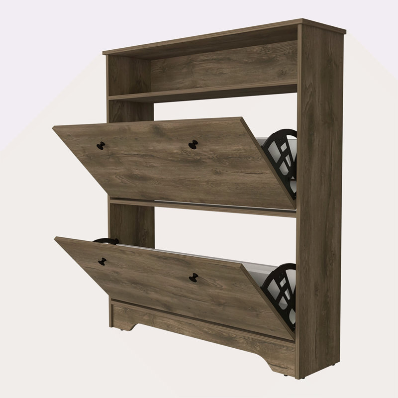 Range-chaussures à 2 tablettes, Brun