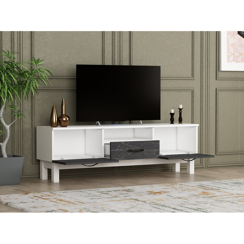 TV Stand And Entertainment Center Aaseem, White/Black