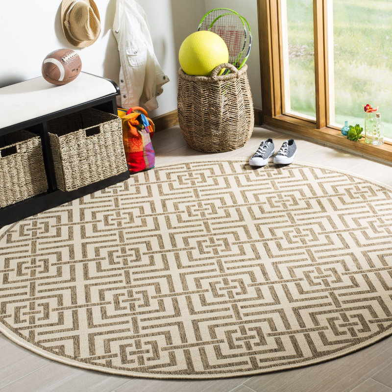 Gowanus Performance Geometric Indoor/Outdoor Area Rug, Round 6'7"