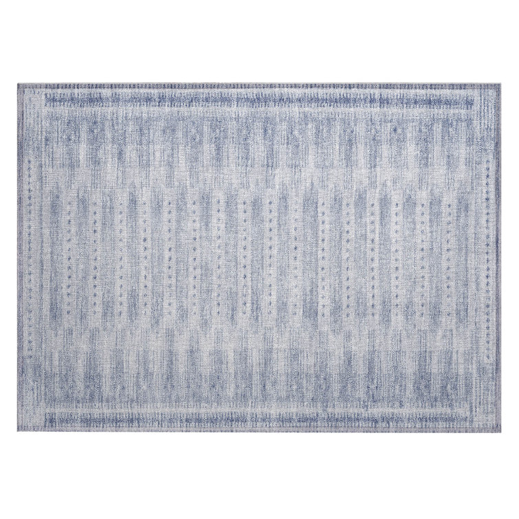 Machine Washable Indoor/Outdoor Xhevrie Blue Rug