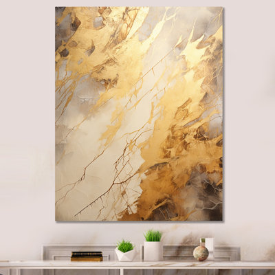 «Beige and Gold Marble Lightning V», reproduction sur toile