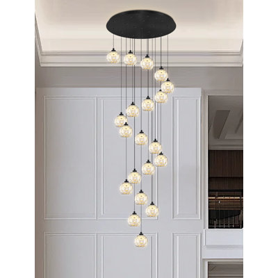 20-light Black Crystal Ball Chandeliers   for Living Room Bedroom, Dining Room Chandelier Over Table D28''x H130''
