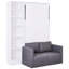 Configuration de lit simple blanc avec tablette et espace - rangement compact dans la chambre à coucher, ajout pratique-27318847