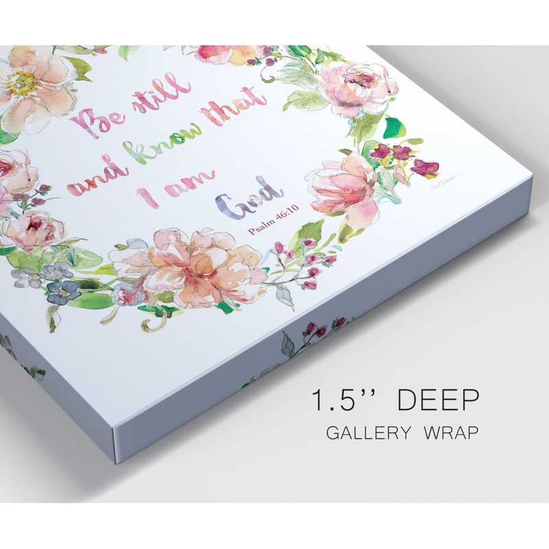 «Floral Scripture Wreath I», reproduction d'art textuelle sur toile tendue, H 32 po x l 32 po x P 1 po