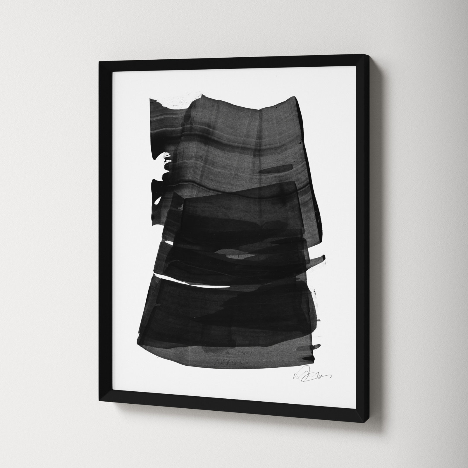 Brushstroke 2 by Jacques Pilon, 20" H x 16" W x 1.25" D, Black