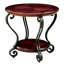 Table de bout en cerisier brun avec ornements traditionnels à finition ornementale et tablette inférieure ouverte, pour le salon