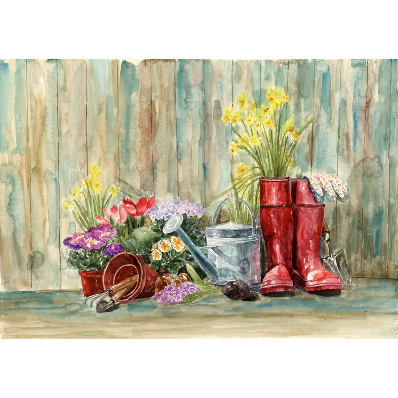 Gardening Scene - Painting Print, Wrapped Canvas, 51cm H x 76cm W