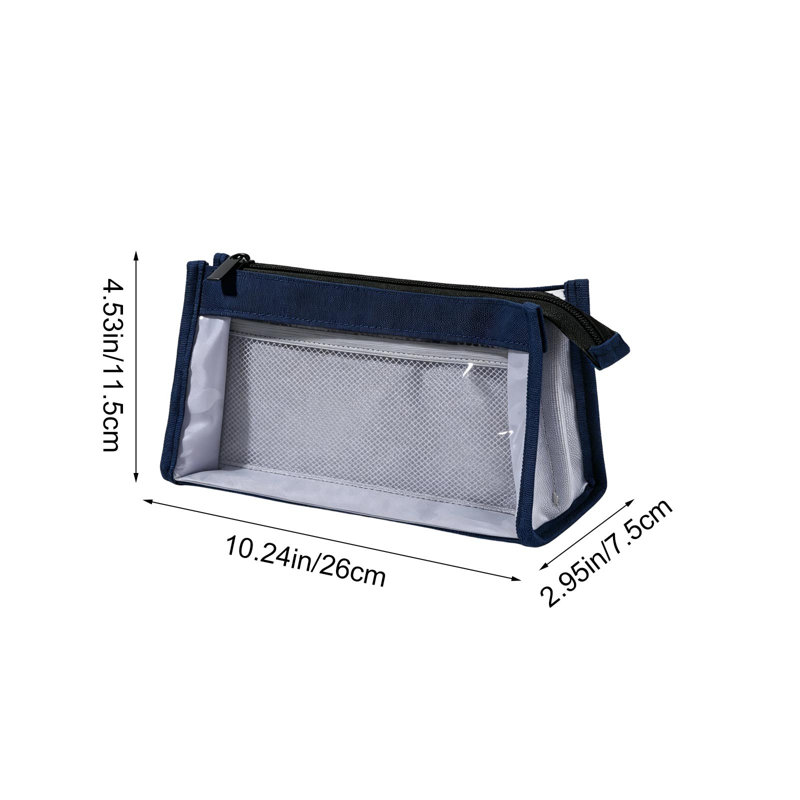 Pochette de rangement en plastique transparent pour crayons d'étudiant, multicompartiments, grande capacité, pour fournitures scolaires et examens.