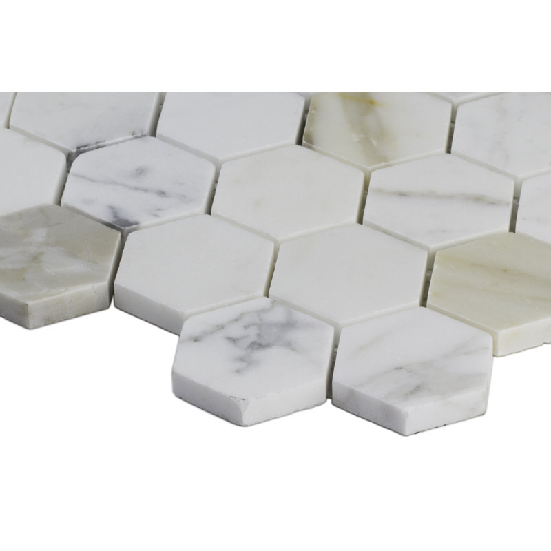 Calacatta Gold Hexagon 12 in. x 12 in. Polished Marble Mosaic Floor and Wall Tile