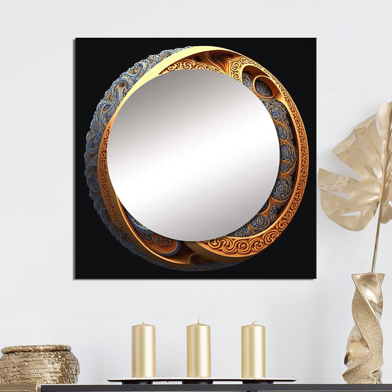Akifumi - Miroir mural de salon géométrique, 23 po x 23 po