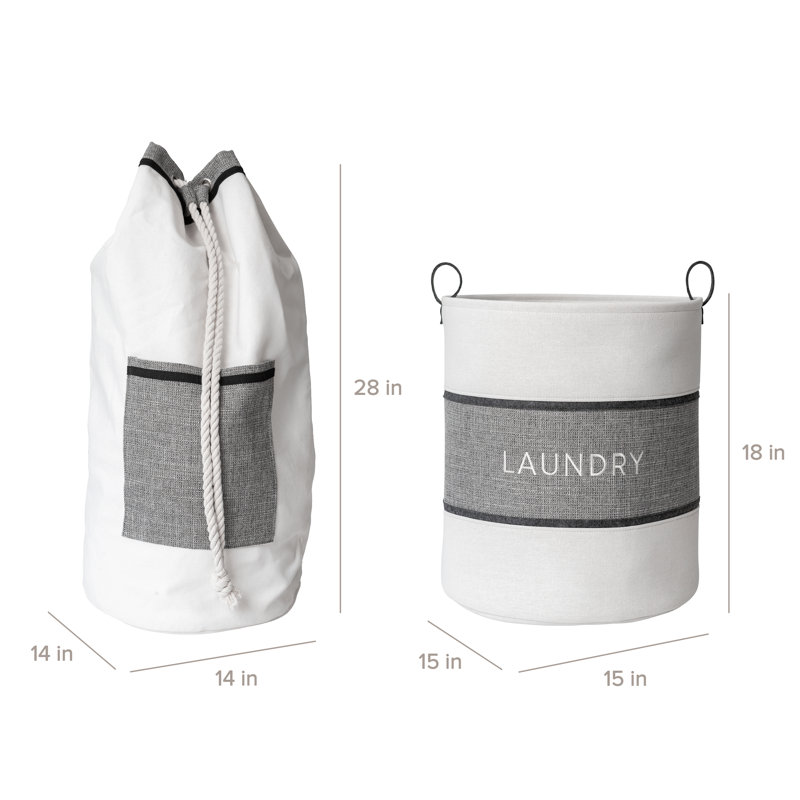 Heavy Duty Canvas Laundry Bag and EVA Laundry Basket, Set of 2, by RGI Home