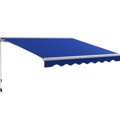 Auvent électrique 13 pi x 10 pi avec lumières, Uv40 + pare-soleil pour terrasse, balcon, cour, bâche bleue 10 pi, bleu. Lumières de protection à DEL. Cour rétractable. Contrôle par télécommande et manivelle, réglable de 45 à 85