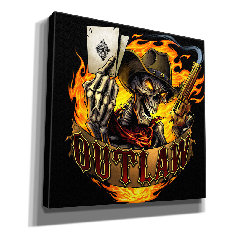«Dorrell Outlaw Skeleton» sur toile, H 12 po x l 12 po x P 0,75 po