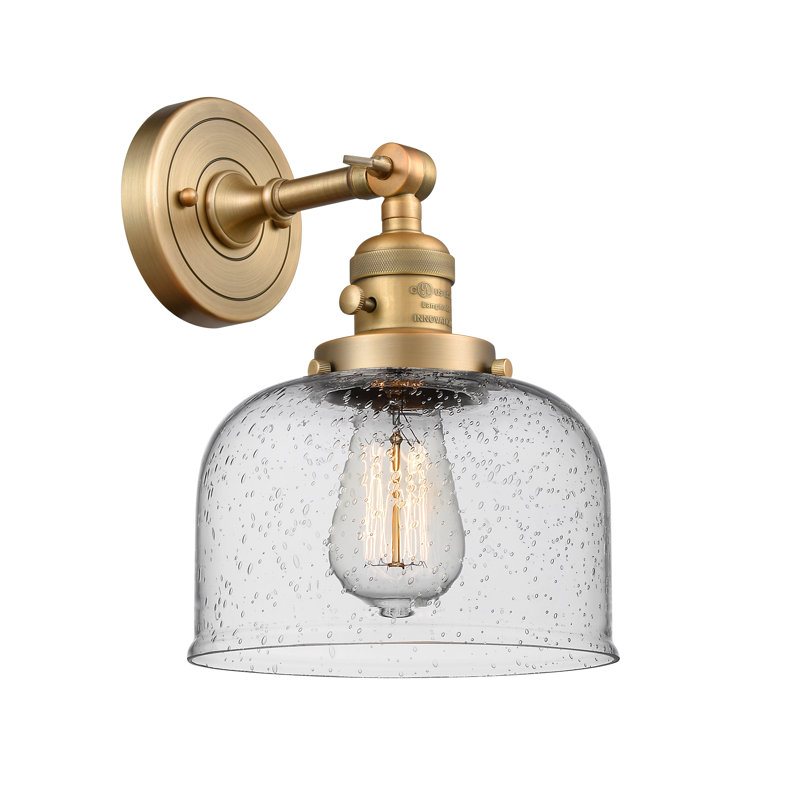Applique murale 1 lumière 5 po Bell, Ampoule à DEL rétro de 3,5 W, Grainé, Laiton brossé