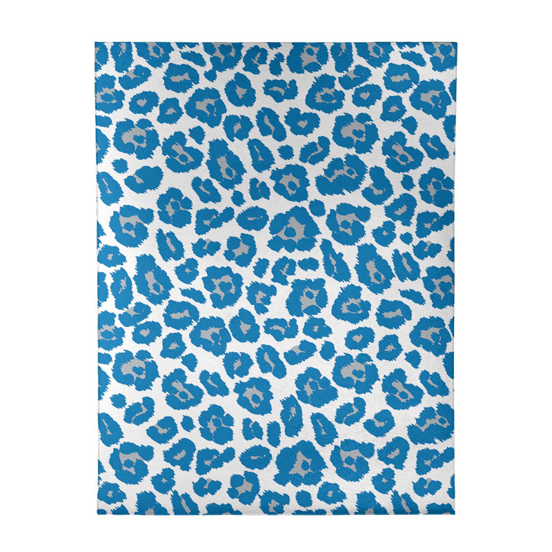 Imprimé animal blanc/bleu/Tapis décoratif grise, Rectangle 8 pi x 10 pi