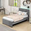 Lit plateforme tapissier en bois avec lit gigogne et tête de lit-1031538342-1031538343