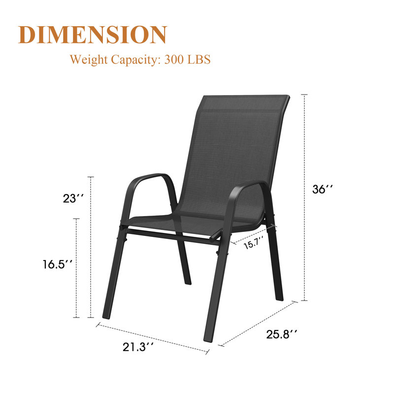 Chaise de salle à manger d'extérieur, Noir