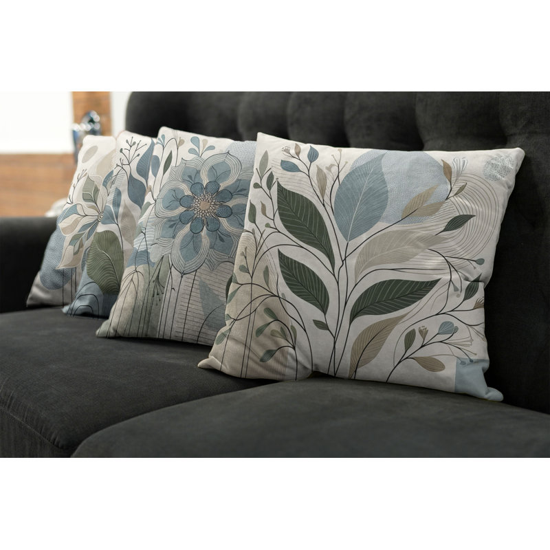 Ambesonne Leaves Throw Pillow Cover Set of 4 Modern Soft Colors Branches, 24"H x 24"W