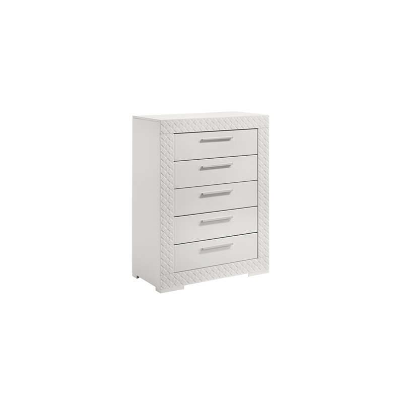 Commode 5 tiroirs en bois blanc