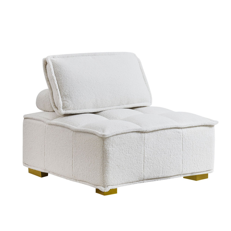 Canapé paresseux sans accoudoirs 31,4 po ParulParul, Tissu en peluche blanc