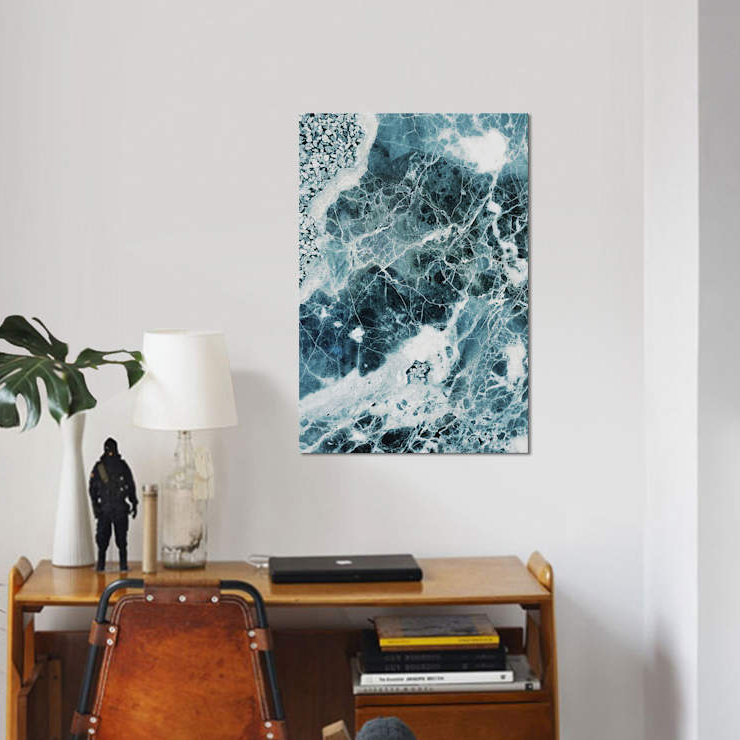 « blue sea marble », reproduction d’impression sur toile, H 40 po x l 26 po x P 1,5 po, Toile tendue, Pas de tapis