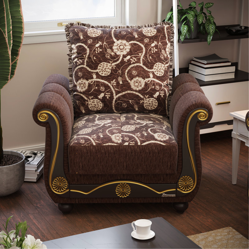 Fauteuil en chenille brun avec fonction de rangement, l 39,6 po x P 40,85 po, 39,6 po, pour espace de rangement élégant, revêtement, capacité de poids: 300 lb