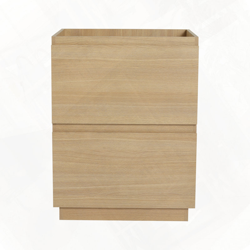 Meuble-lavabo autoportant avec tiroirs doubles facile à assembler, Chêne