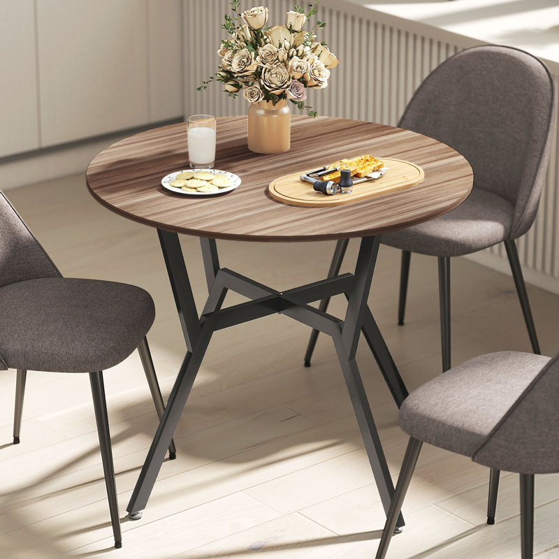 Dining Table Round Kitchen Table w/ Steel Frame