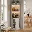 Armoire de bar 67,3 po avec prise de courant, armoire à vin de ferme avec tablettes réglables pour la maison, avec lumières et support