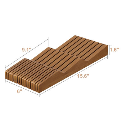 Bamboo Wood Drawer Knife Organizer